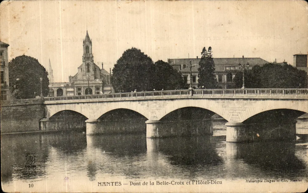NANTES — Pont de la Belle-Croix und das Hôtel-Dieu — Héliotypie Dugas et Cie, Nantes - Vorderseite