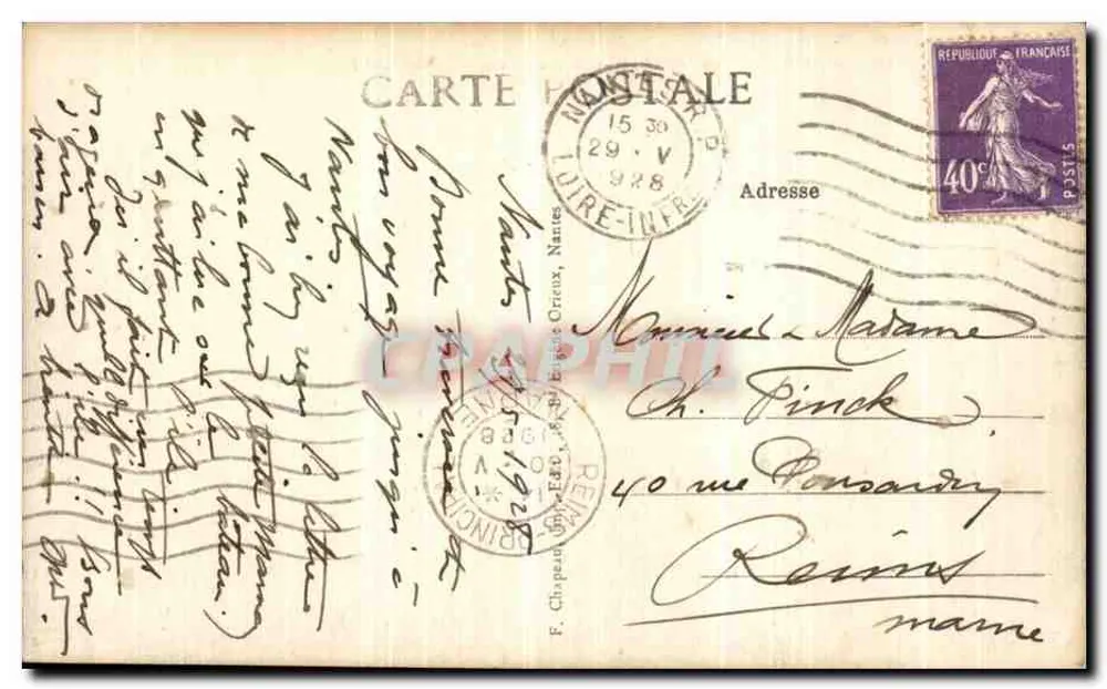 NANTES — Ansicht des Viertels Saint-Louis, aufgenommen vom Pont Transbordeur — F. Chapeau & Cie, n° 30 - Rückseite