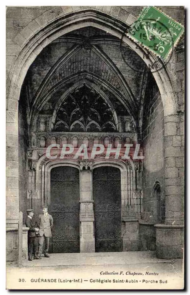 Guérande (Loire-Inf.) — Kollegiate Saint-Aubin - Südportal — Sammlung F. Chapeau, Nantes - Vorderseite