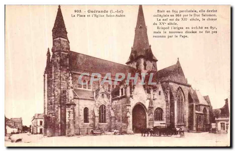 Guérande (L.-Inf) — Die Place und die Kirche Saint-Aubin — J. Nozais, Verlag, Nantes - Vorderseite