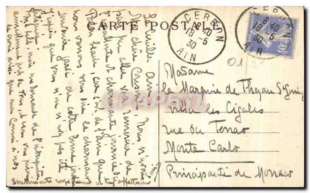 Serrières-sur-Ain — Les bords de l'Ain — Tenand, hôtel, Serrières-sur-Ain - Verso