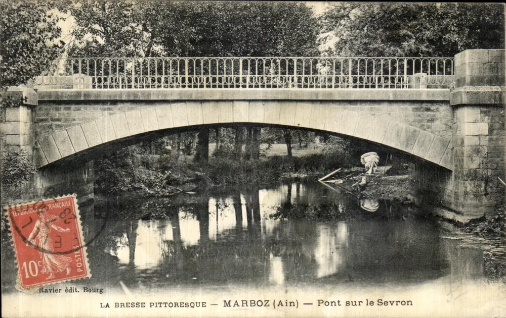 La Bresse pitoresca — Marboz (Ain) — Ponte sobre o Sevron — Ravvier editor Bourg - Frente