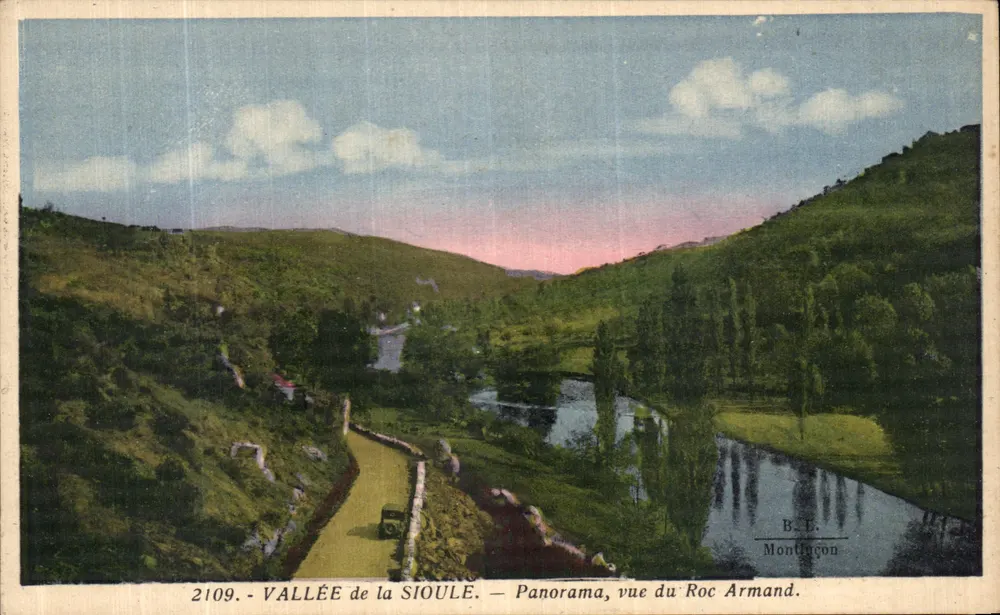 Tal der Sioule — Panorama, Blick vom Roc Armand — B. E. Montluçon, Nr. 2109 - Vorderseite