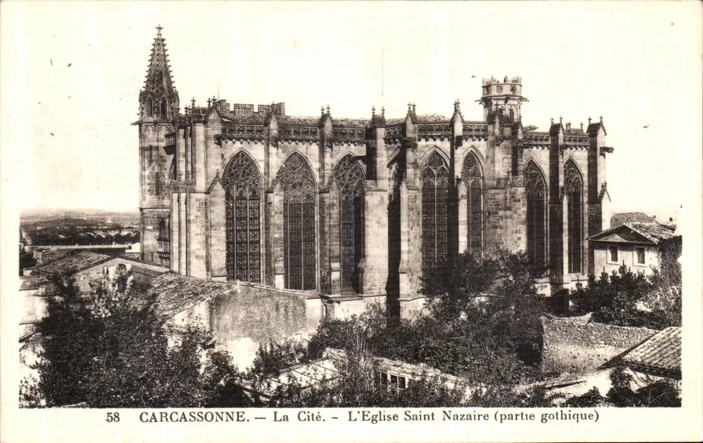 Carcassonne — Die Stadt — Die Kirche Saint Nazaire (gotische Teilbereiche) - Vorderseite