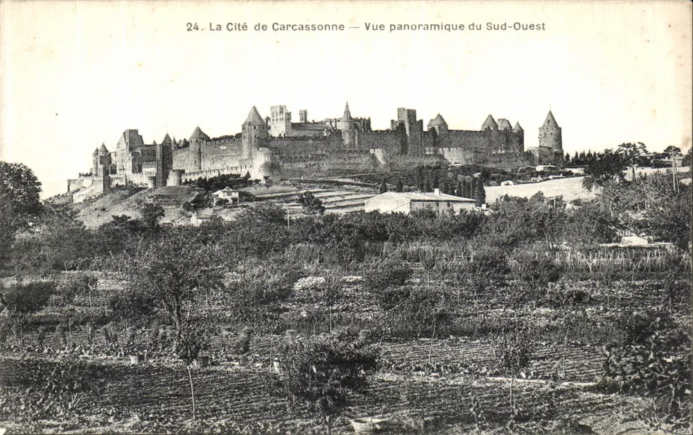 Carcassonne — Panoramablick aus Südwesten — Verlag unbekannt, Nr. 24 - Vorderseite