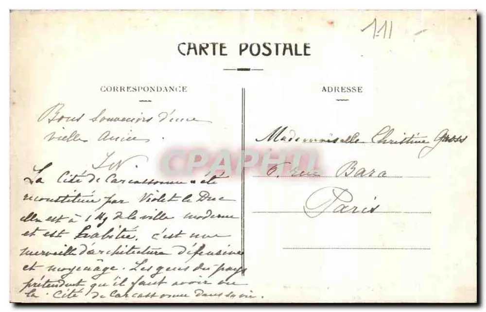Carcassonne — Panoramablick aus Südwesten — Verlag unbekannt, Nr. 24 - Rückseite