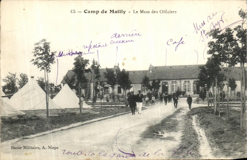 Camp de Mailly — Das Offiziersrestaurant — Militärbazaar, A. Nieps - Vorderseite