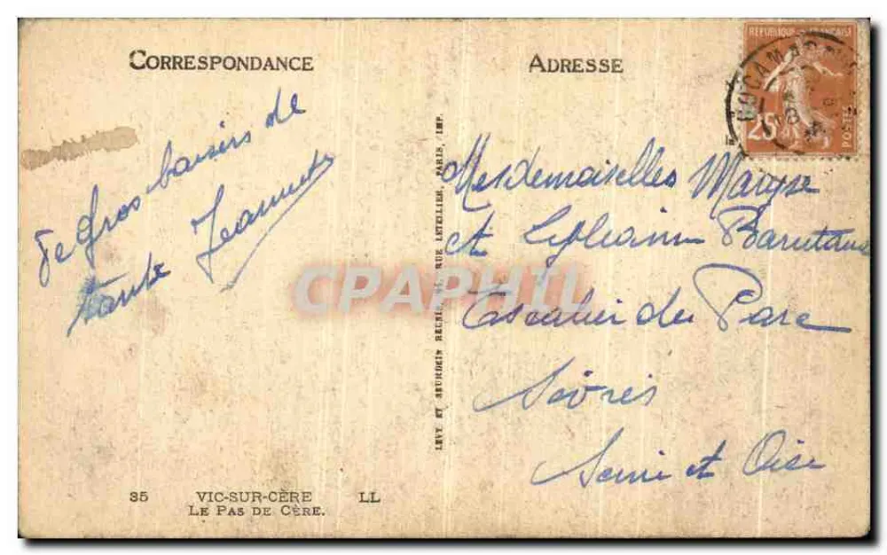 Cachoeira em um cânion — Ponte metálica — Editor: Lev e Bruhier, Paris - Verso