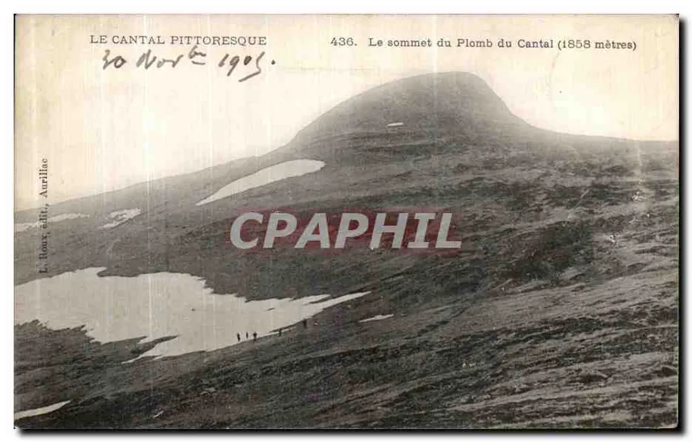 Der Gipfel des Plomb du Cantal (1858 Meter) — Serie 436 — Verlag L. Roux, Aurillac - Vorderseite