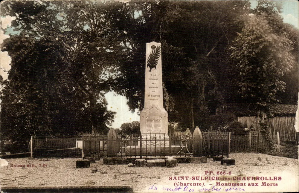Saint-Sulpice-les-Chaudrolles — Denkmal für die Toten (Charente) — Verlag Raleau, n° PP.666-6 - Vorderseite