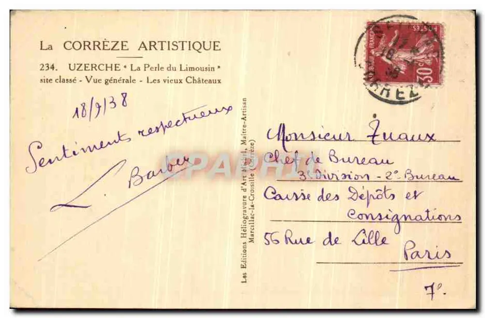 Uzerche — allgemeine Ansicht — Die alten Schlösser — La Corrèze Artistique - Rückseite
