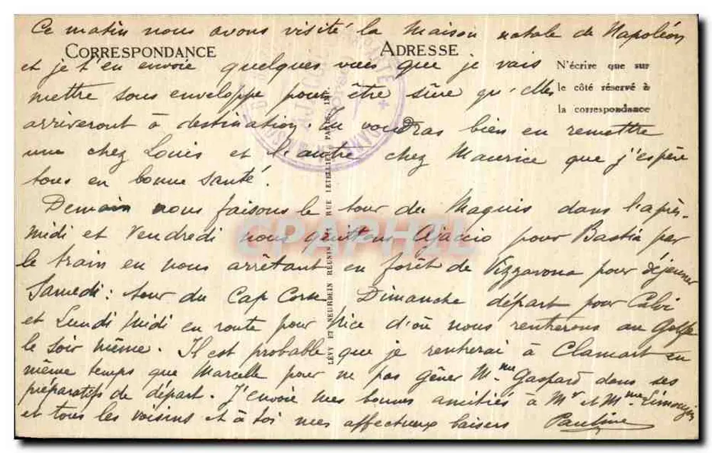 Ajaccio — Zimmer, in dem Napoleon I geboren wurde — LL - Rückseite