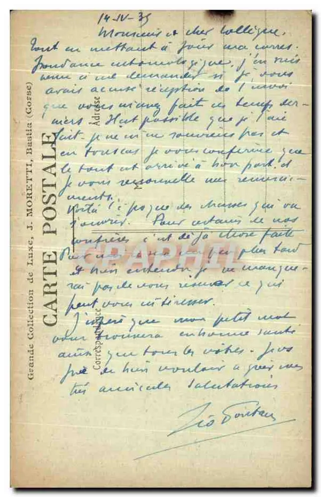 Evissa (Córsega) — O Belvedere — J. Moretti - Verso