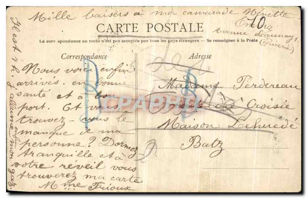 Nantes — O curso Saint-Pierre — Artaud-Nozais, N°182 - Verso