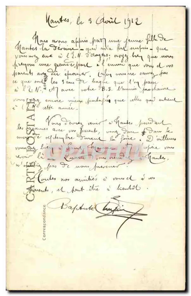 NANTES — Jardin des Plantes — Le Lycée — Sammlung F. Chapeau, Nantes, 3. Tausend - Rückseite