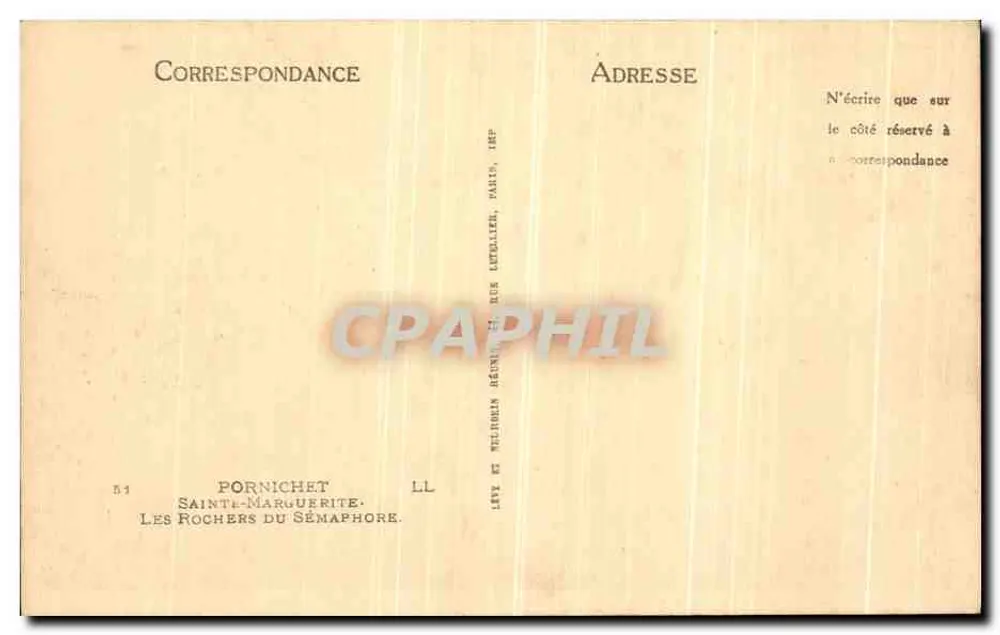Die Felsen des Semaphors — Pornichet — Verlag Lévy et Weilrolin, Paris - Rückseite