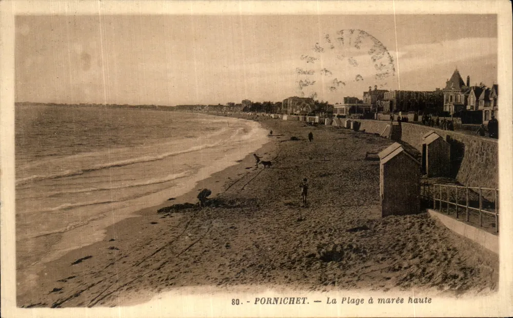 PORNICHET — A Praia com maré alta — G. Argrand, editor, n°80 - Frente