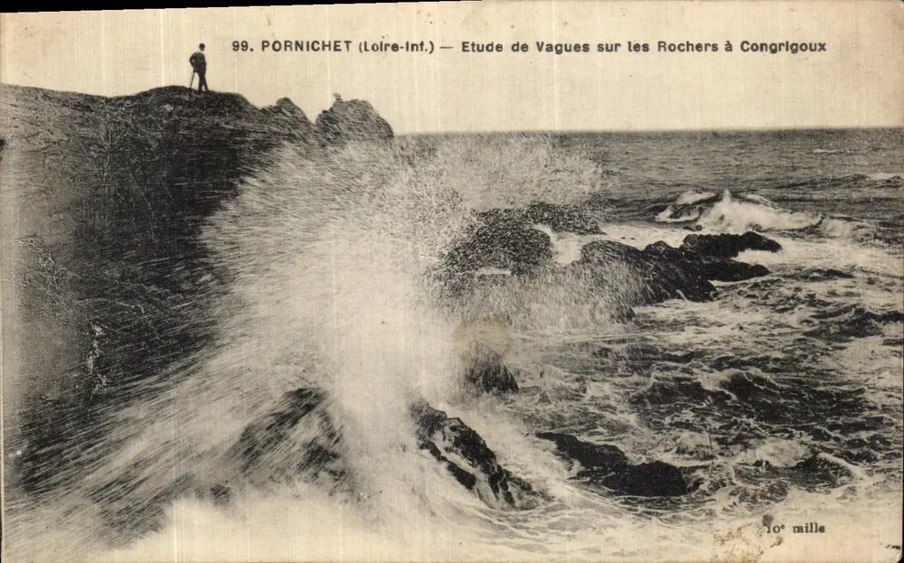 Pornichet (Loire-Inf.) — Ansicht von Wellen auf den Felsen bei Congrigoux — n°99 - Vorderseite