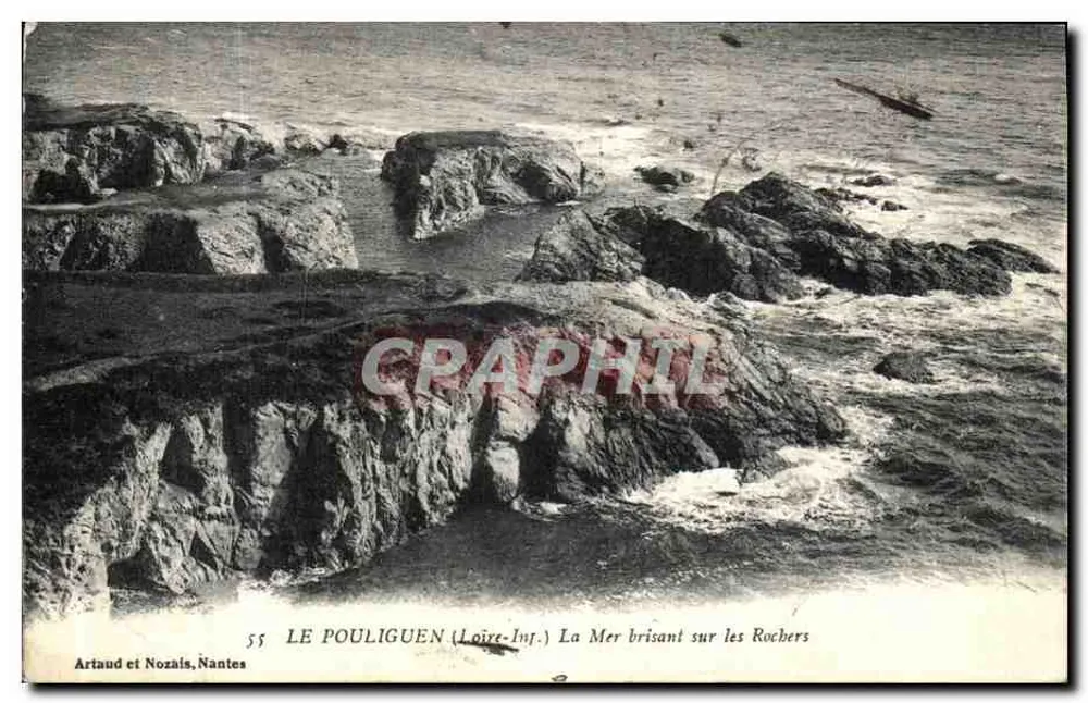 Le Pouliguen (Loire-Inf.) — Das Meer, das an den Felsen bricht — Artaud et Nozais, Nantes, Nr. 55 - Vorderseite