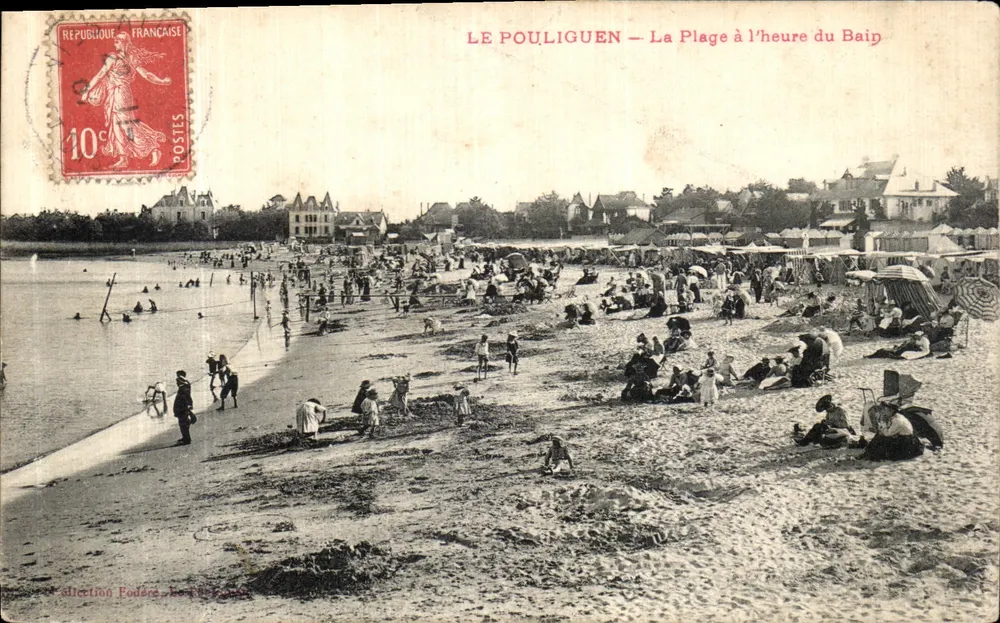 Le Pouliguen — Ansicht der Strandpromenade zur Badezeit — Sammlung Podéré - Vorderseite