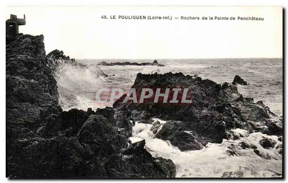 Le Pouliguen (Loire-Inf.) — Felsen der Pointe de Penchâteau — G. Chapeau, Verlag, Nantes - Vorderseite