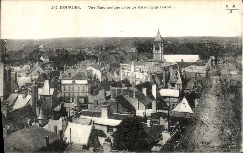 Bourges — Panoramablick vom Palast Jacques-Cœur — Verleger E.M. n°407 - Vorderseite