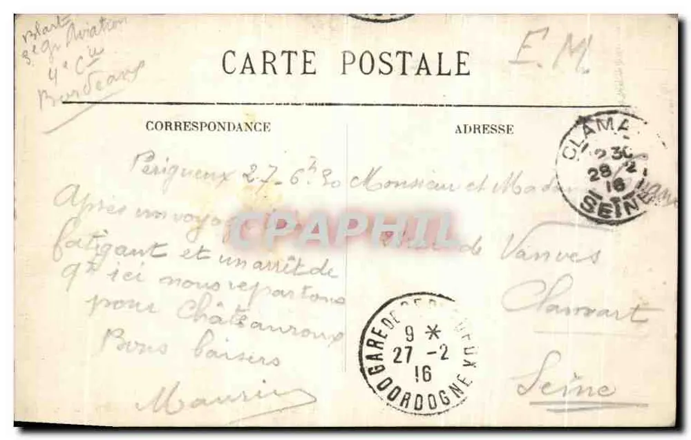 Périgueux — Bordas do Rio Isle — BR - 4125 - Verso