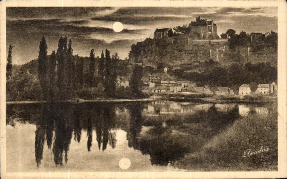 Burg Beynac und Dorf — Mondlicht — Daudraz & Sarlat - Vorderseite