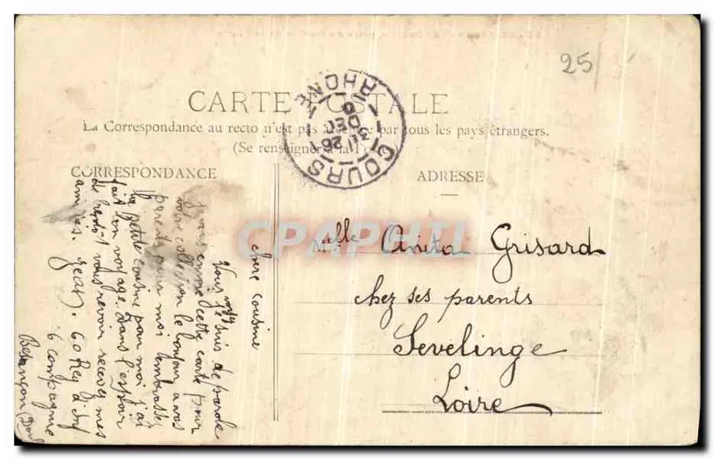 Besançon - Ansicht der Citadel vom Turm der St-Pierre — unbekannter Verlag, Seriennummer 98 - Rückseite