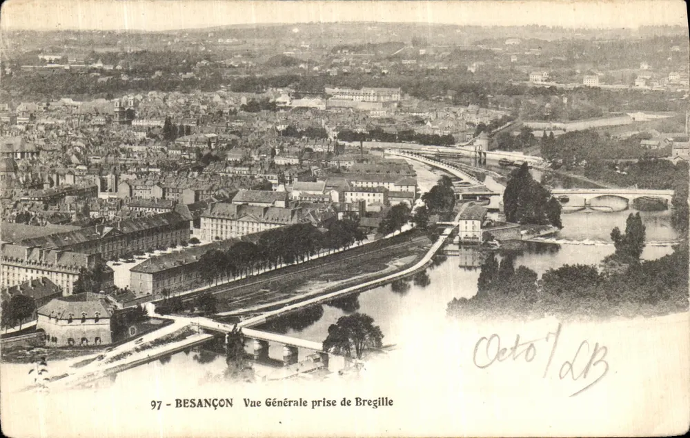 Besançon — Vista Geral tirada de Bregille — Editor não identificado, n° 97 - Frente