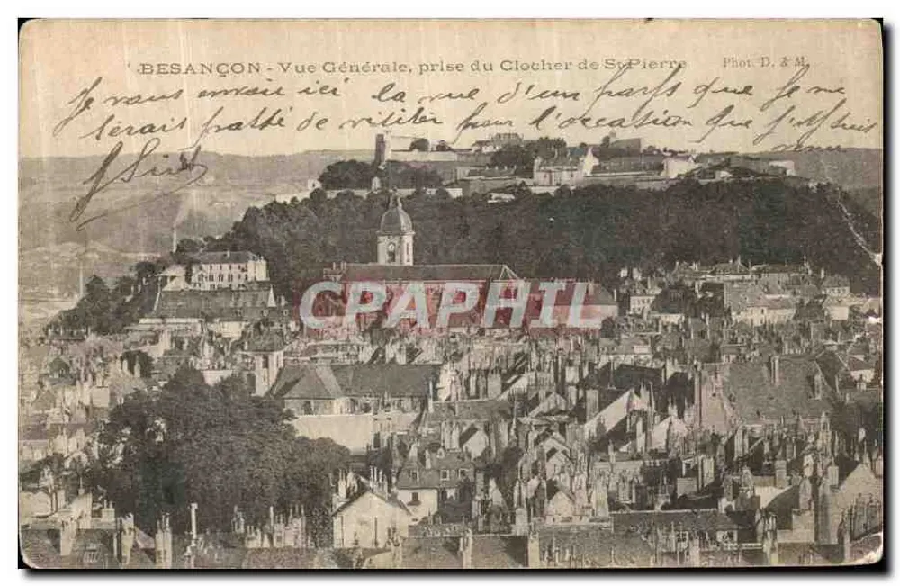 Besançon - Allgemeiner Blick, aufgenommen vom Turm der St-Pierre — Fot. D. & M. - Vorderseite