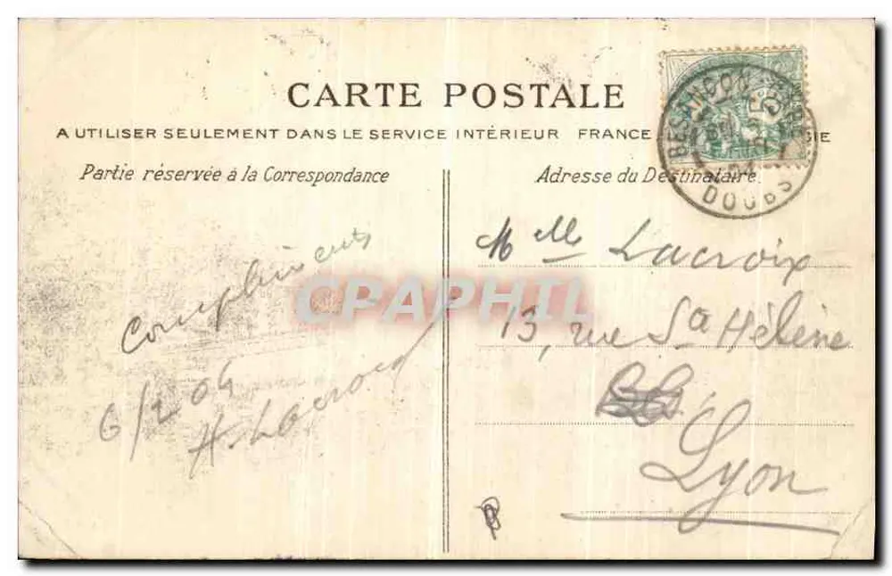 Besançon — Uitzicht genomen vanuit Bregille — Teuliet, uitgave Besançon - Achterkant