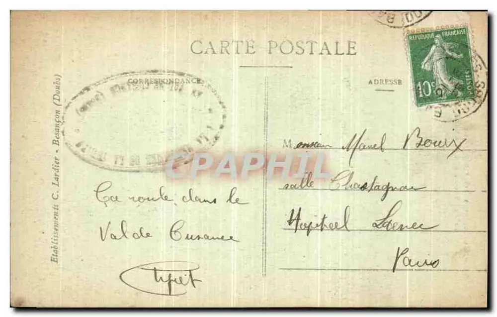 Tal des Cusancin — Guillon à Cusance — Pittoreske Stätten der Franche-Comté — C-L-B, n° 517 - Rückseite