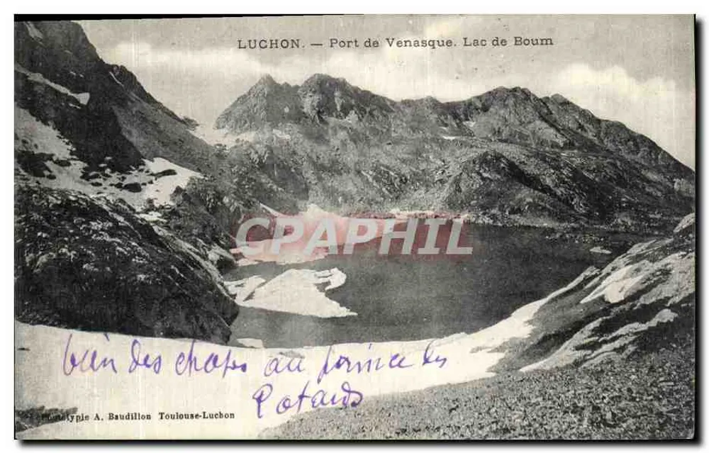 Luchon — Porto di Venasque, Lago di Boum — Monotype A. Baudillon Toulouse-Luchon - Recto