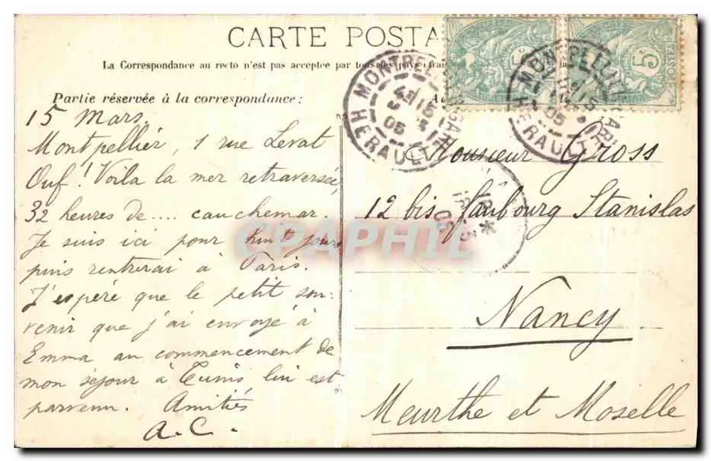 Montpellier — Facha da Catedral — Guende fot. Marselha, n° 390 - Verso
