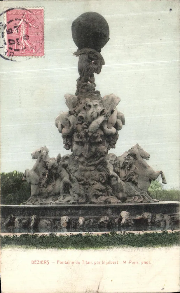 Béziers — Fontaine du Titan, von Injalbert — M. Pons, phot. - Vorderseite