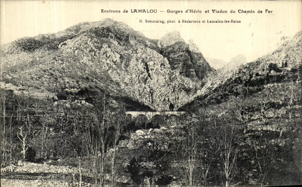 Environs de LAMALOU — Gorges d'Héric et Viaduc du Chemin de Fer — H. Delestaining, phot. à Bedarieux et Lamalou-les-Bains - Vorderseite