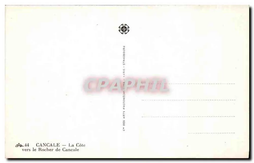 Cancalé — Ansicht zum Felsen von Cancalé — C° des Arts Photomécaniques, Strasbourg - Rückseite