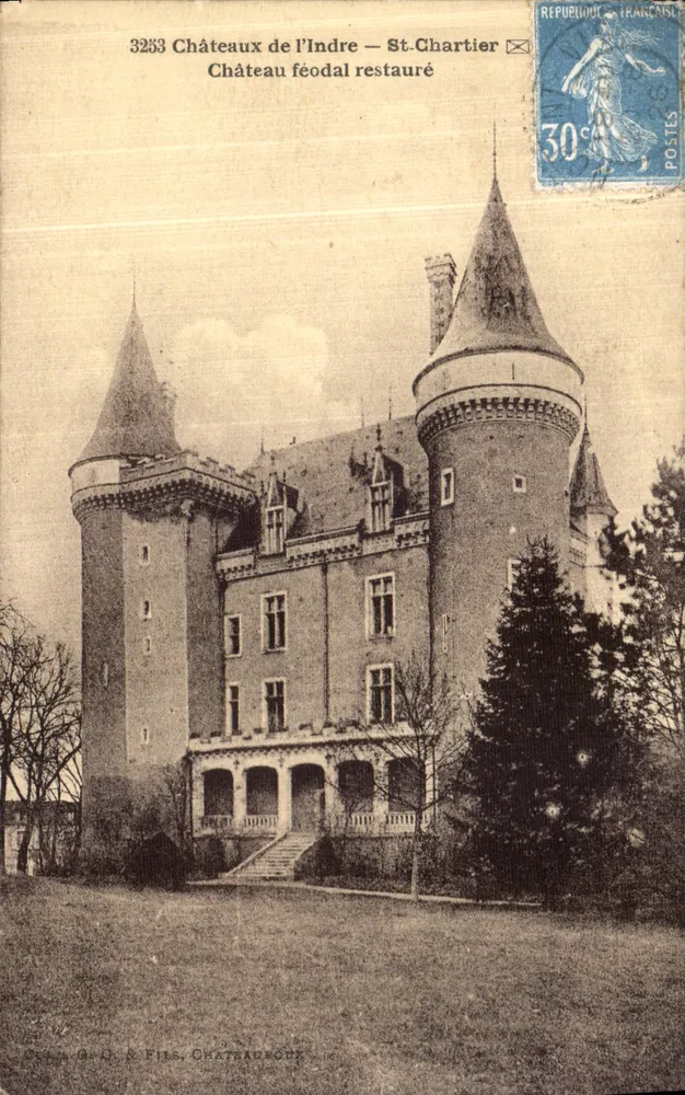 Castelo feudal restaurado — St-Chartier — Castelos do Indre — editor G. O. & Fils, Châteaudun - Frente