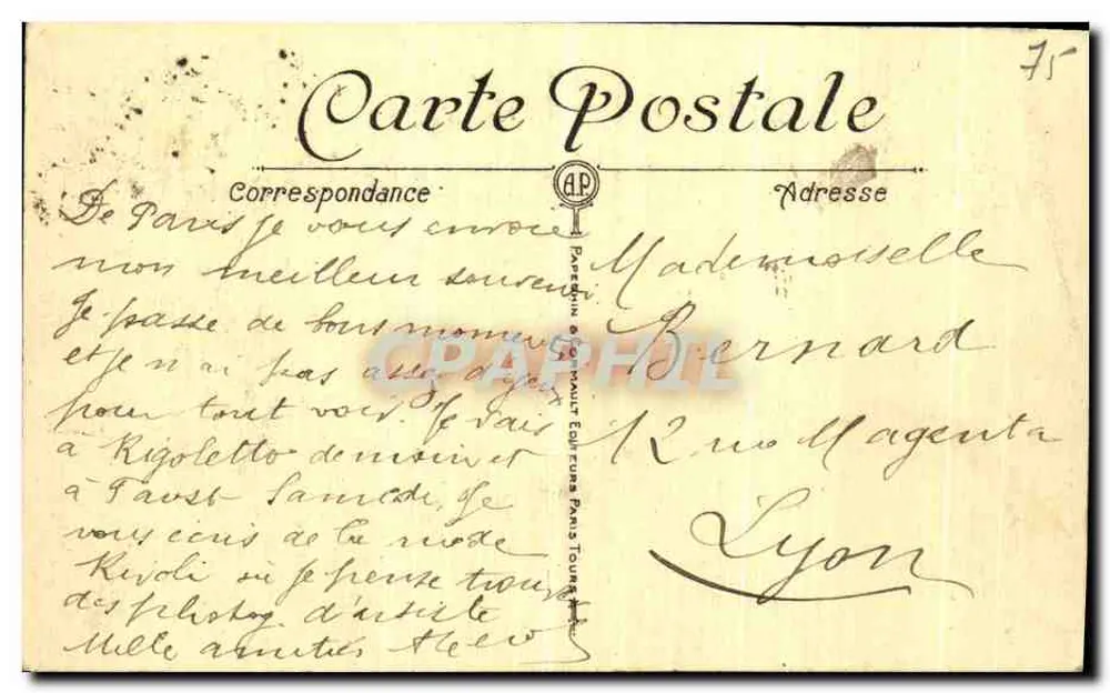 PARIS — Das Opernhaus und die Metro-Station — A.P. 168 - Rückseite
