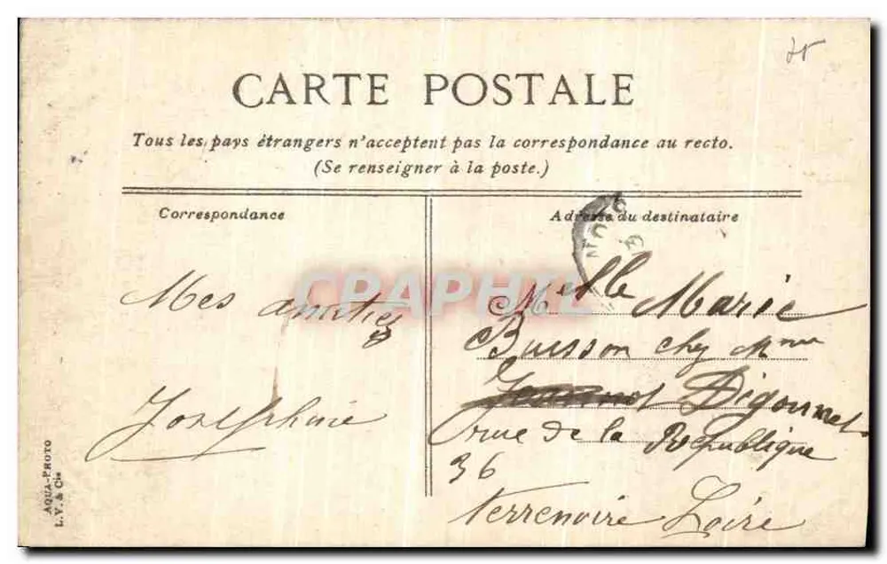Paris. Gärten des Trocadéro — Ansicht mit zwei jungen Mädchen — Verlag L.V. & Cie, Nr. 729 - Rückseite