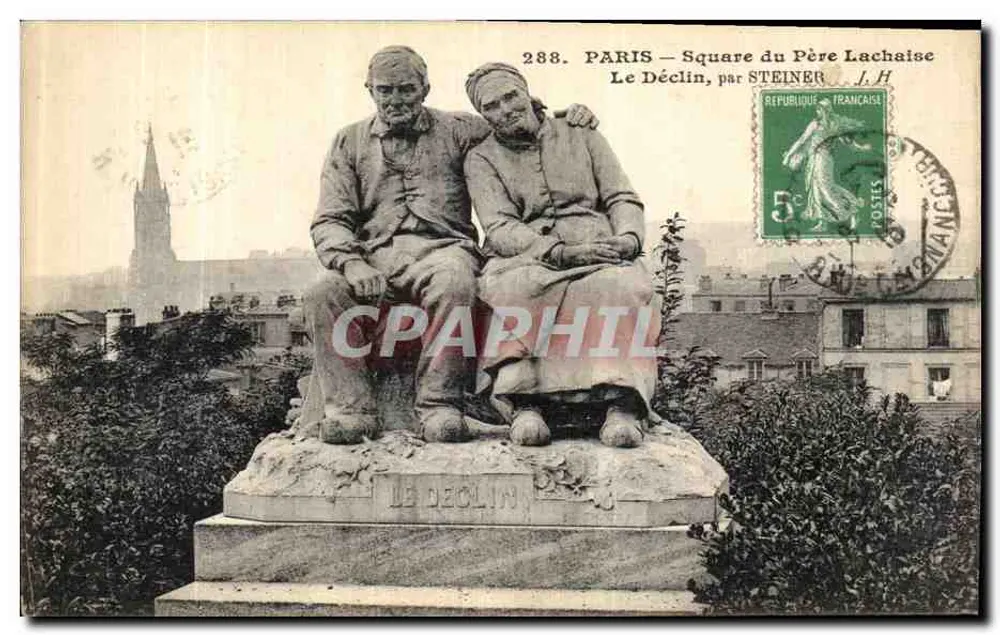 Paris — Praça do Pai Lachaise — O Declínio, por Steiner - Frente