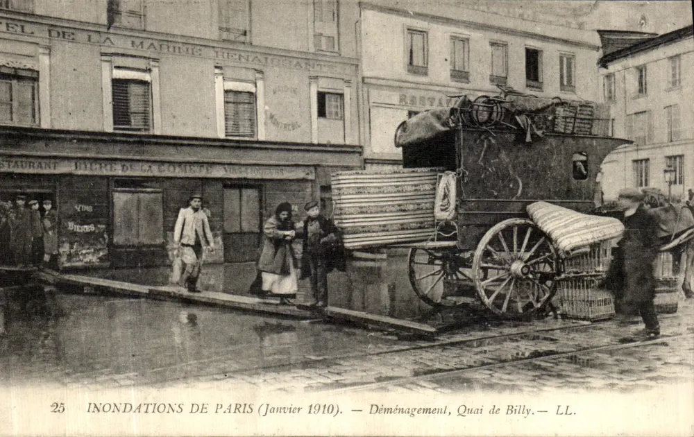 Überschwemmungen in Paris — Umzug, Quai de Billy — LL. - Vorderseite