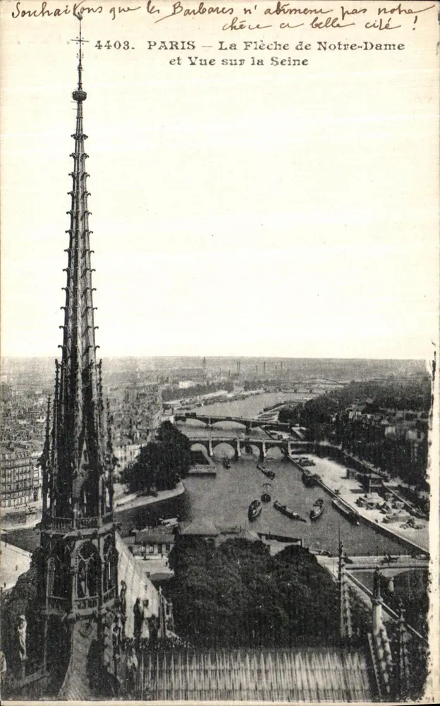 PARIS — Die Pfeile von Notre-Dame und Ansicht der Seine — Verlag P. L. B. n° 4403 - Vorderseite