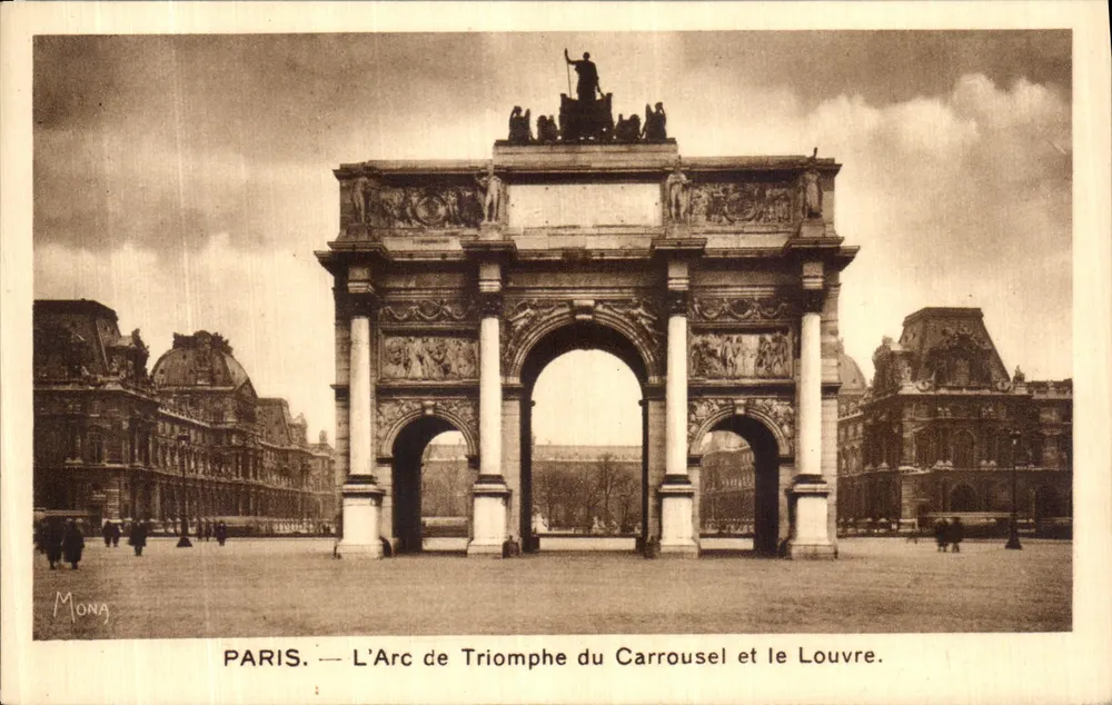 Paris — Der Arc de Triomphe du Carrousel und das Louvre — Mong - Vorderseite