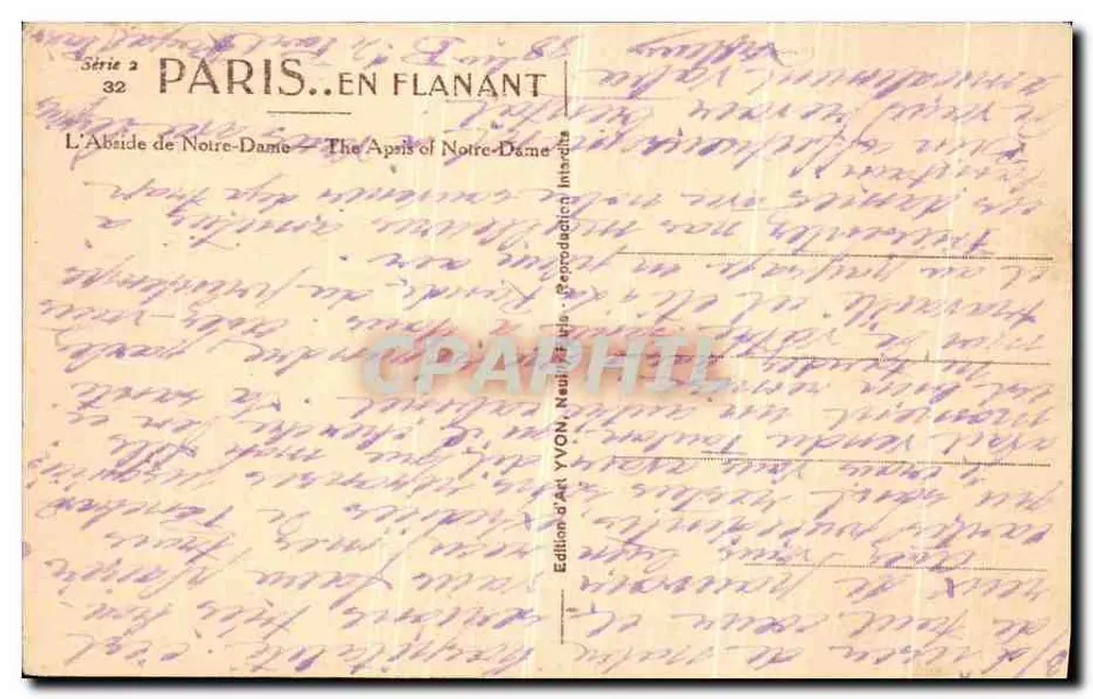 Notre-Dame de Paris — Vista desde o ponte — Édition d'Art YVON, Série 2 - Verso