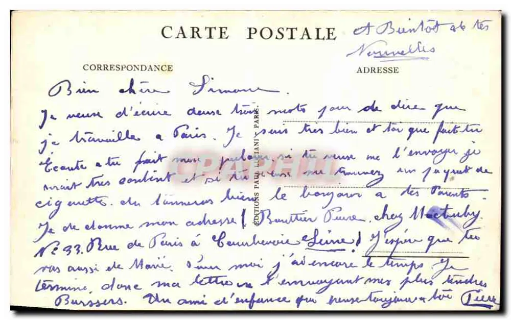 Fachada e Domo dos Invalidos — Paris — Edições Fauvillant - Verso