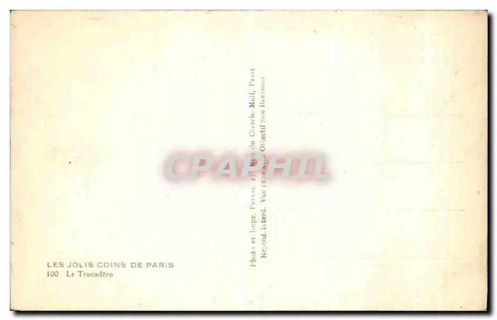 Das Trocadéro — Ansicht von Osten — Verlag Patras, Nr. 100 - Rückseite