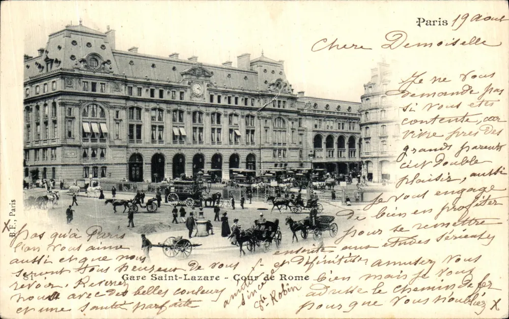 Gare Saint-Lazare — Cour de Rome — éditeur B.E., Paris - Vorderseite