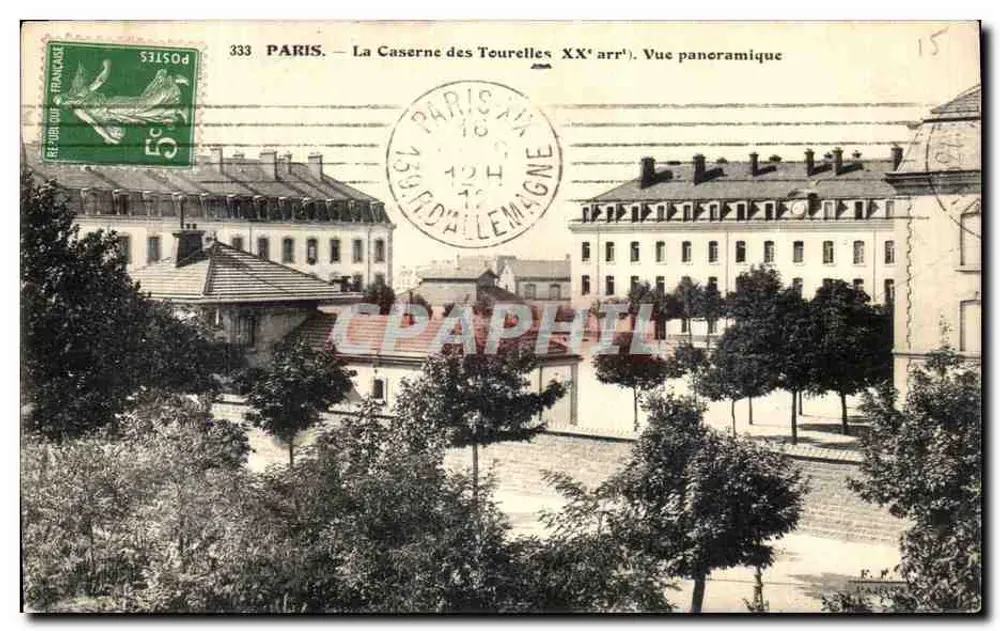 Paris — La Caserne des Tourelles (20. Arrondissement). Panoramablick — unbekannter Verlag, n° 333 - Vorderseite